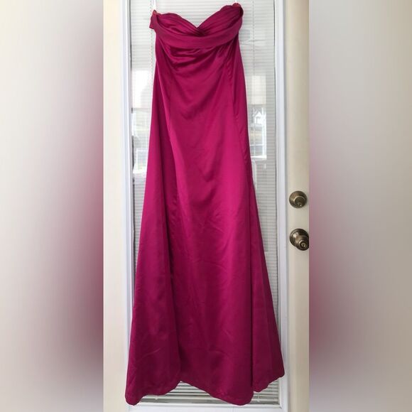 SHOSHANNA Magenta Satin Sashay Strapless Dress Gown Size 8 - Picture 1 of 5